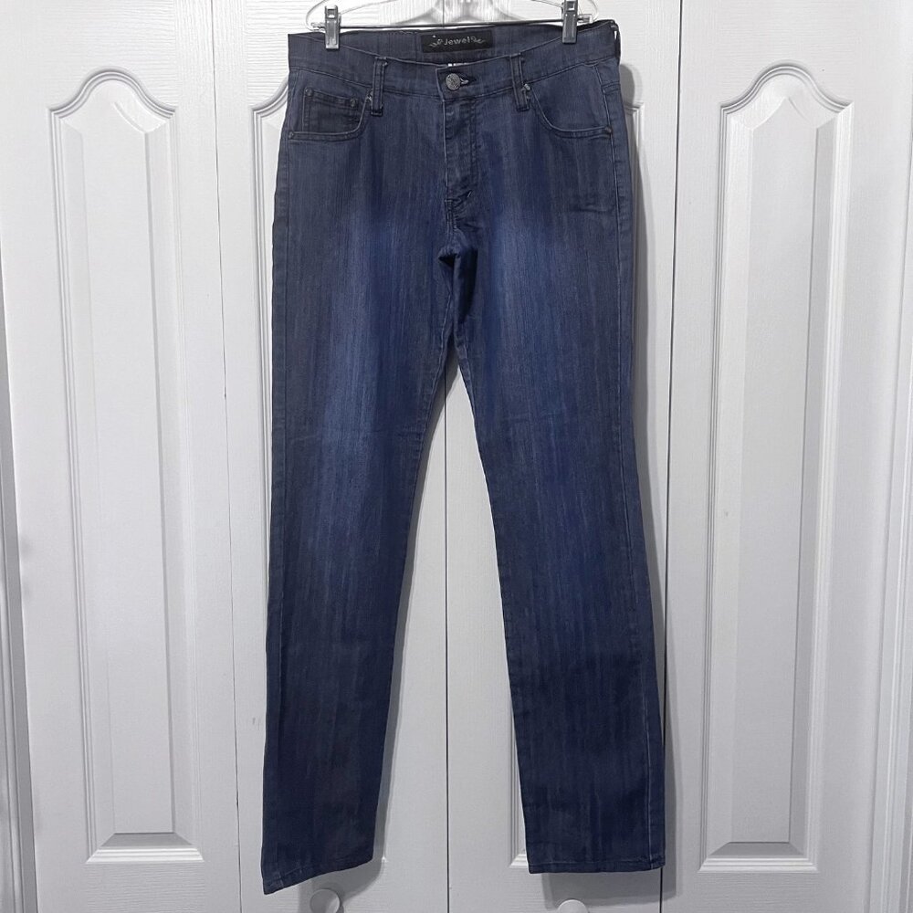 Jewel-Women's Jeans Size 9/10-Blue Embroidered Pockets-Vintage Stretch-Casual